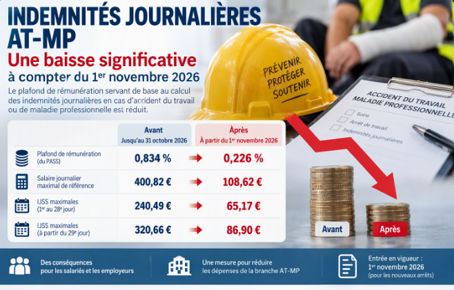 Baisse des indemnités journalières AT-MP